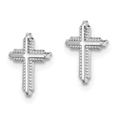 10K White Gold Cross Earrings with Polished Finish for Women